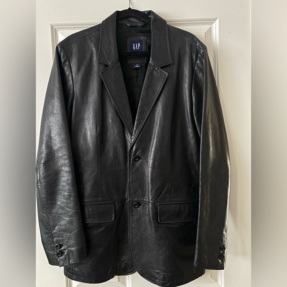 GAP Black Leather Blazer Jacket